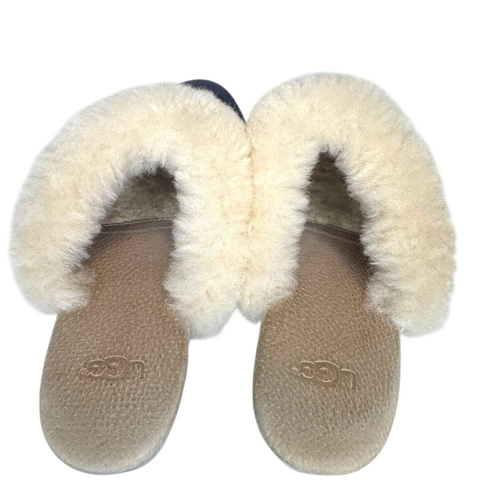 UGG Kalie Navy Blue Sherpa Lined Wooden Clogs Size US 6 - Picture 5 of 10